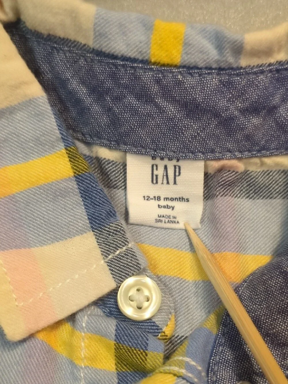 GAP Pastel Plaid Button-Front Onesie & Light Blue Tee Set